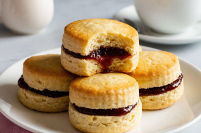 Английские сконы с джемом &mdash; мука, масло, варенье. Простейшая выпечка к чаю