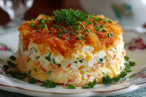 Крабовый салат-торт: сыр, яйца, крабовые палочки &mdash; и ни грамма возни